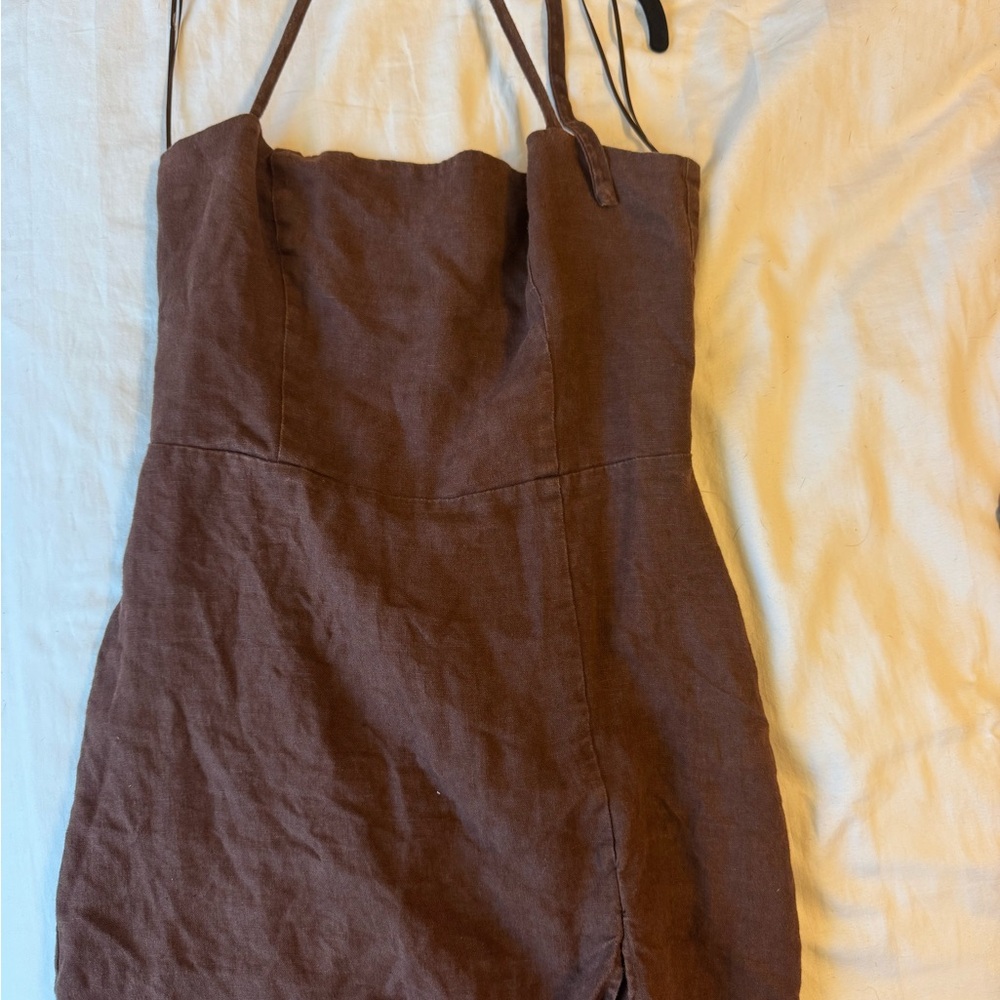 Brown reformation linen mini dress